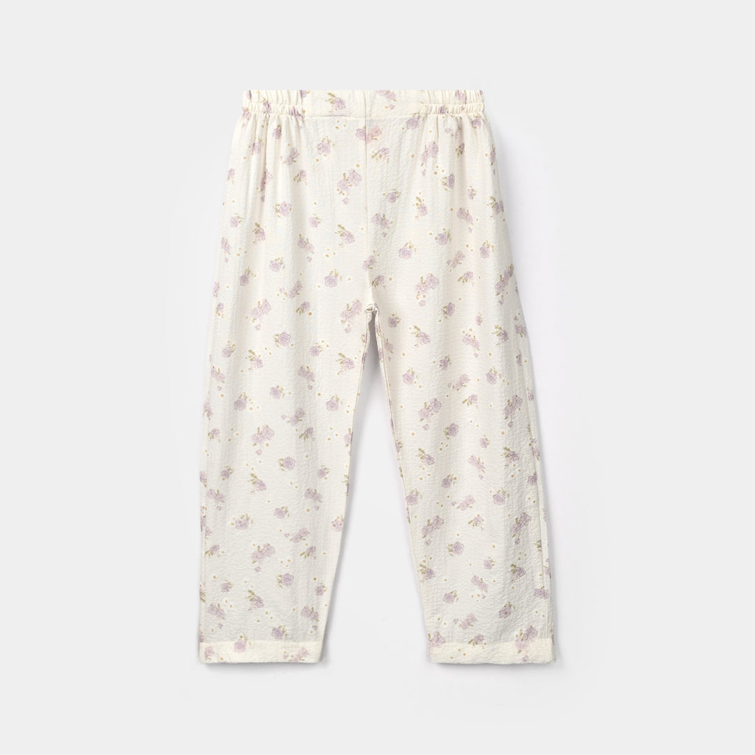 Girls Polyester Co-Ord Set Jasmine-White