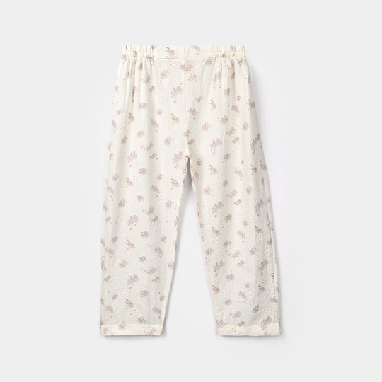 Girls Polyester Co-Ord Set Jasmine-White