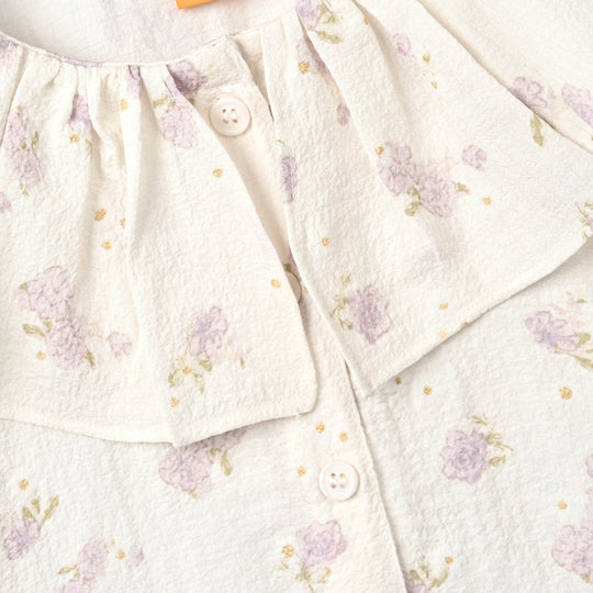 Girls Polyester Co-Ord Set Jasmine-White