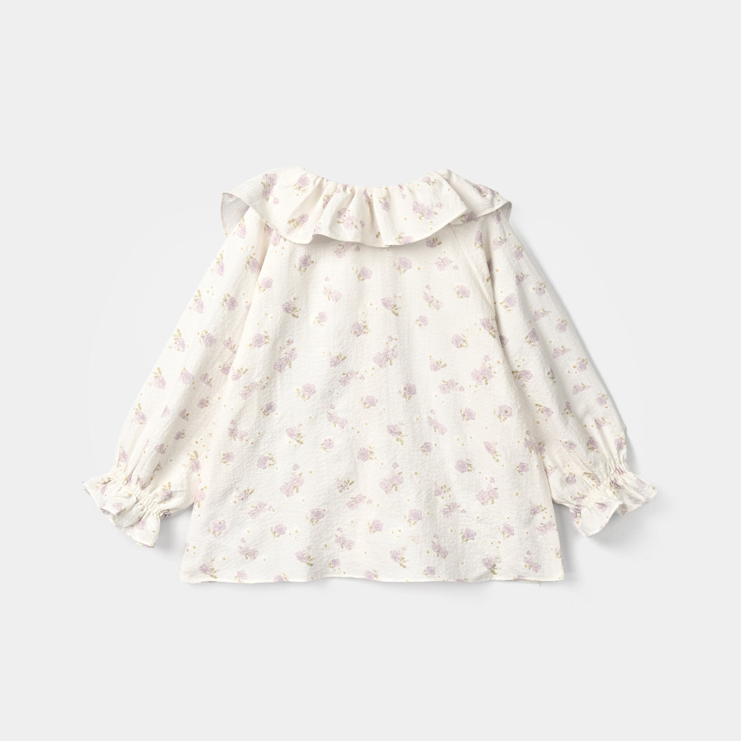 Girls Polyester Co-Ord Set Jasmine-White