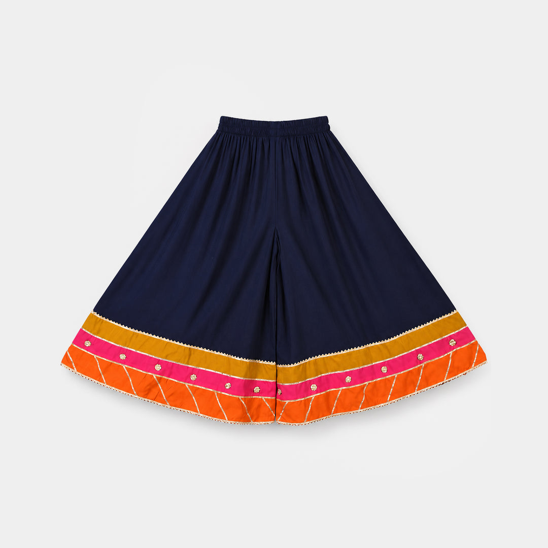 Girls Raw Silk 3Pcs Shah Noor-Navy Blue
