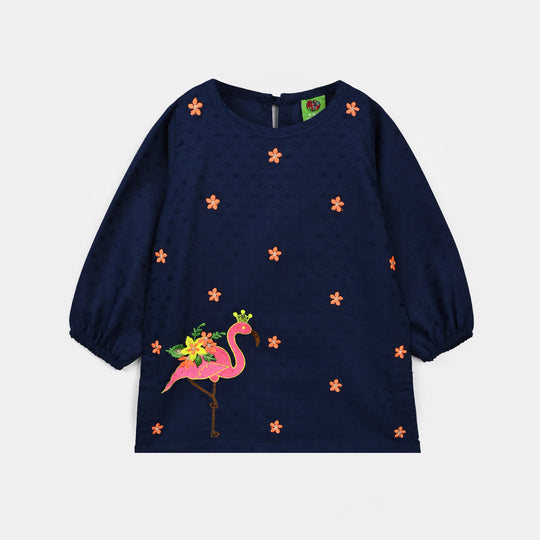 Infant Girls Jacquard Emb 2Pcs Adorable-Navy Blue