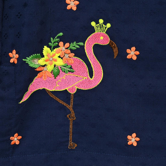Infant Girls Jacquard Emb 2Pcs Adorable-Navy Blue