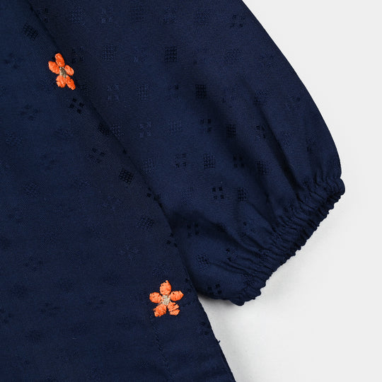 Infant Girls Jacquard Emb 2Pcs Adorable-Navy Blue