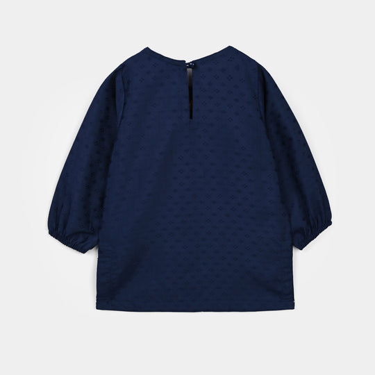 Infant Girls Jacquard Emb 2Pcs Adorable-Navy Blue