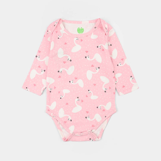 Infant Unisex Lycra Jersey Basic Romper Swan-Pink