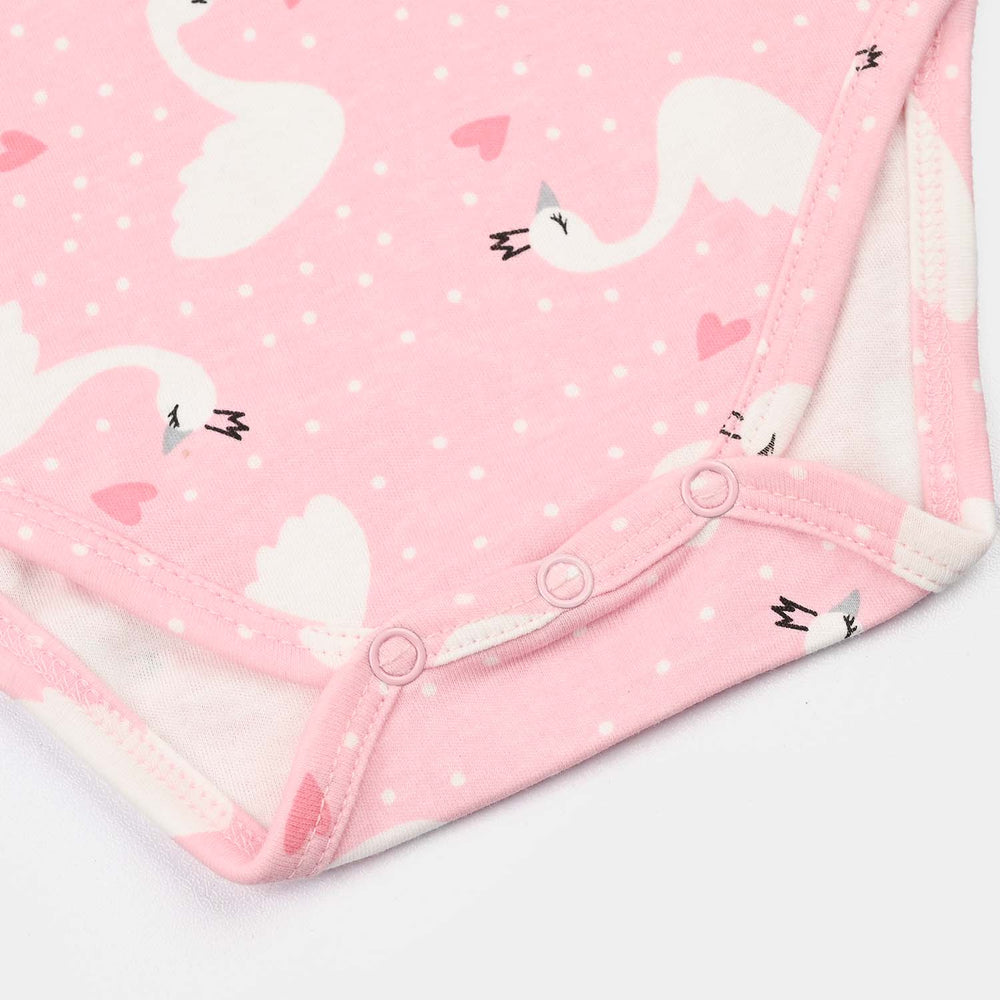 Infant Unisex Lycra Jersey Basic Romper Swan-Pink