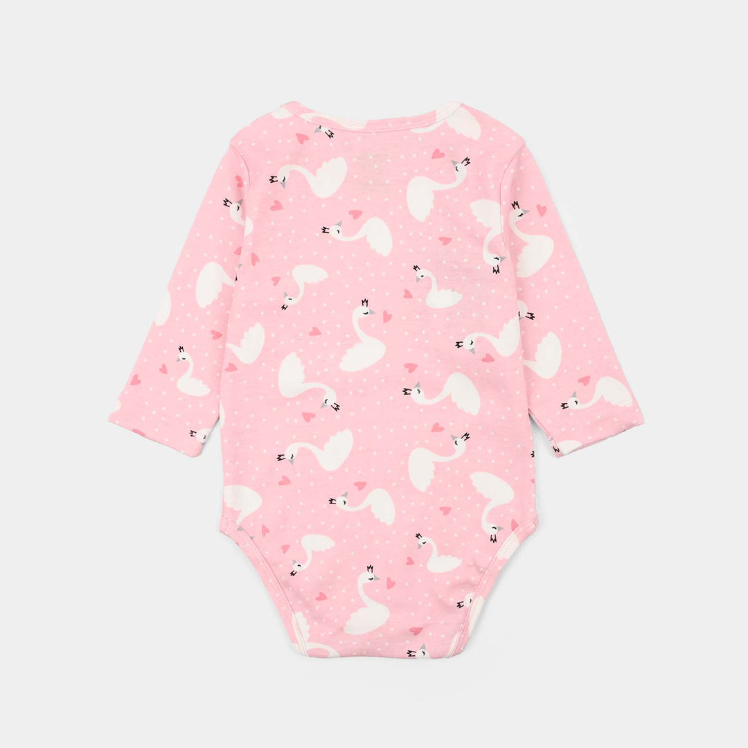 Infant Unisex Lycra Jersey Basic Romper Swan-Pink