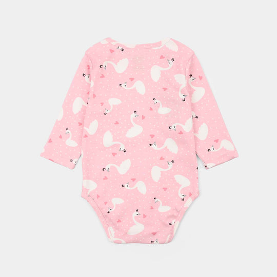 Infant Unisex Lycra Jersey Basic Romper Swan-Pink