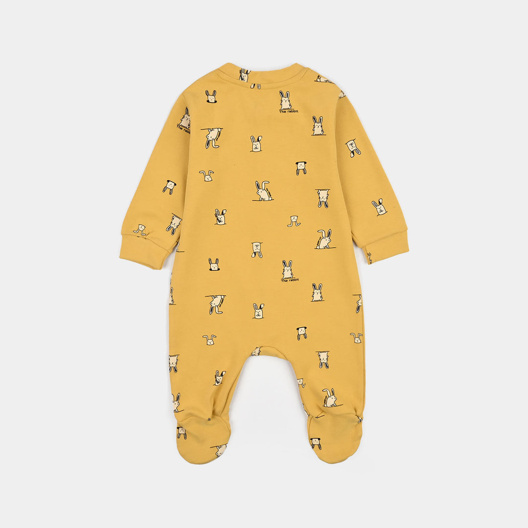 Infant Boys Yarn dyed rib Knitted Romper Baby Rabbit-Yellow