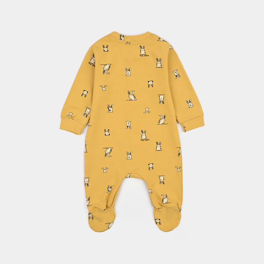 Infant Boys Yarn dyed rib Knitted Romper Baby Rabbit-Yellow