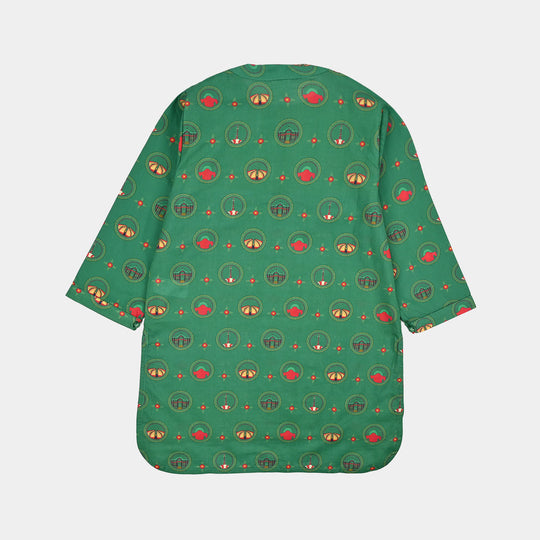 Girls Cotton Ind Printed 2Pcs Rang -E- Azadi-Green