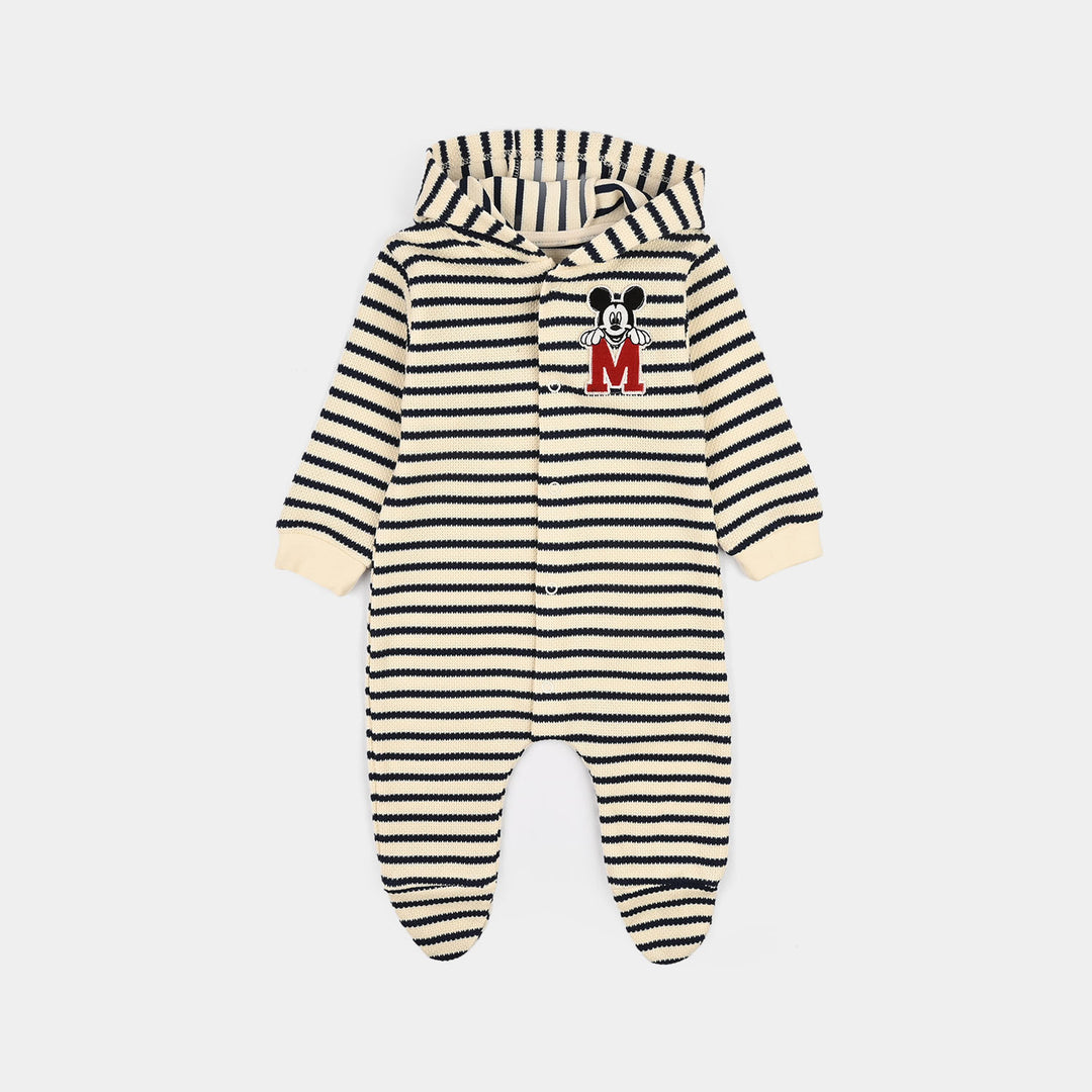 Infant Boys Yarn Dyed Rib Knitted Romper-OFF-White