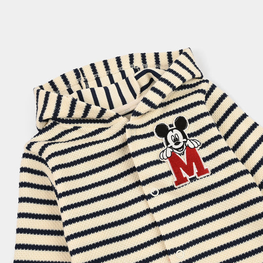 Infant Boys Yarn Dyed Rib Knitted Romper-OFF-White