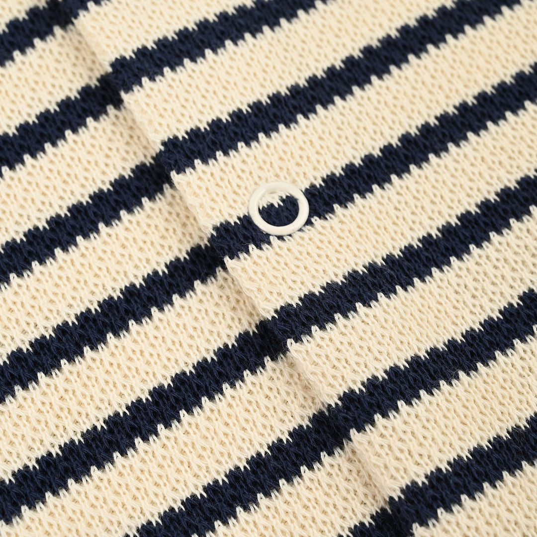 Infant Boys Yarn Dyed Rib Knitted Romper-OFF-White