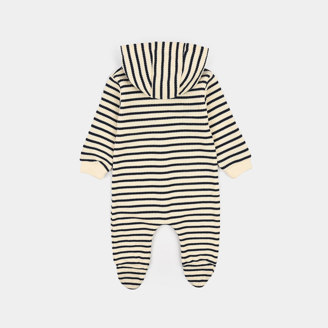 Infant Boys Yarn Dyed Rib Knitted Romper-OFF-White