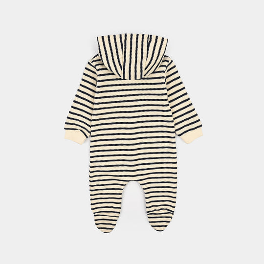 Infant Boys Yarn Dyed Rib Knitted Romper-OFF-White
