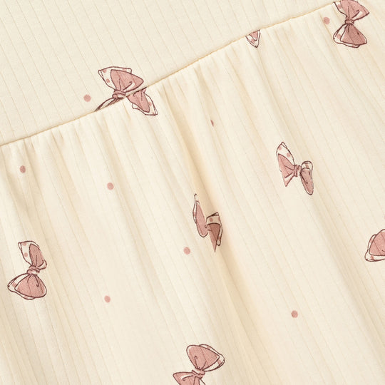 Infant Girls Rib Frock Bow Pattern-White