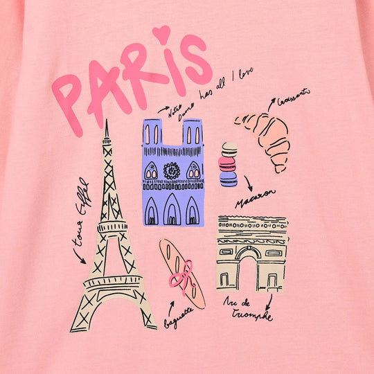 Girls Cotton Jersey T-Shirt F/S Paris-Pink