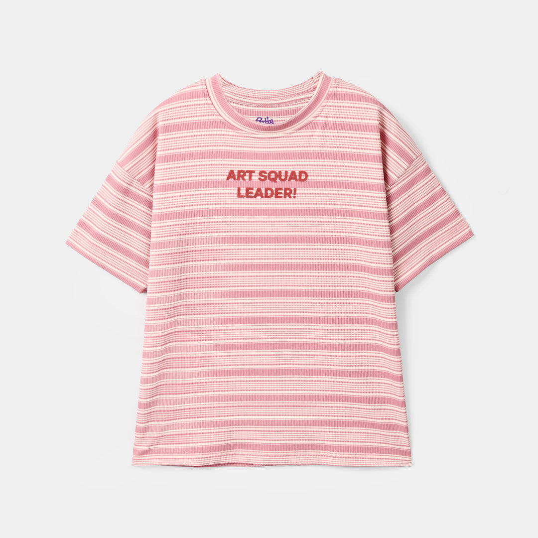 Girls Rib T-Shirt H/S ART SQUAD-Pink
