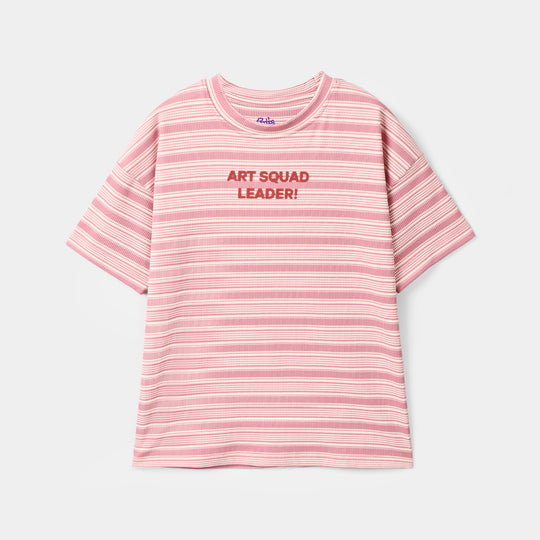 Girls Rib T-Shirt H/S ART SQUAD-Pink