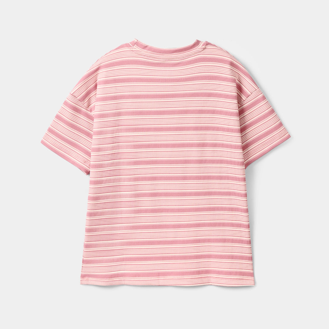 Girls Rib T-Shirt H/S ART SQUAD-Pink