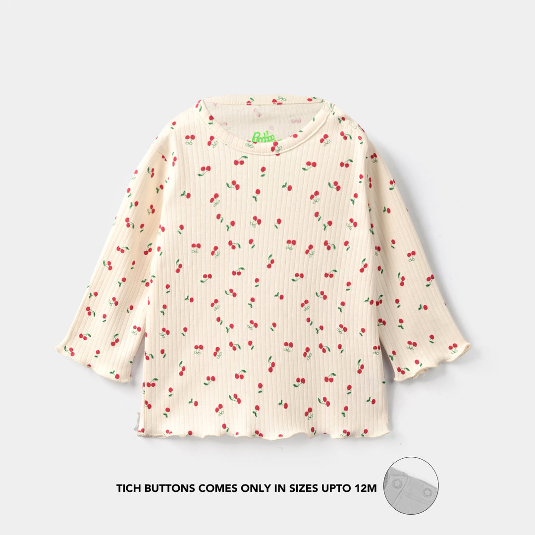 Infant Girls Rib T-Shirt Cherry-OFF-White
