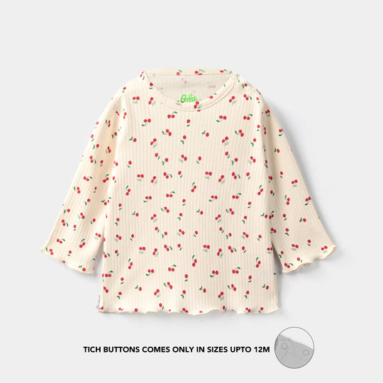 Infant Girls Rib T-Shirt Cherry-OFF-White