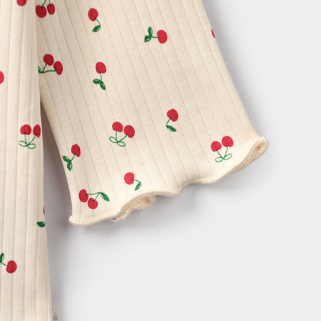 Infant Girls Rib T-Shirt Cherry-OFF-White