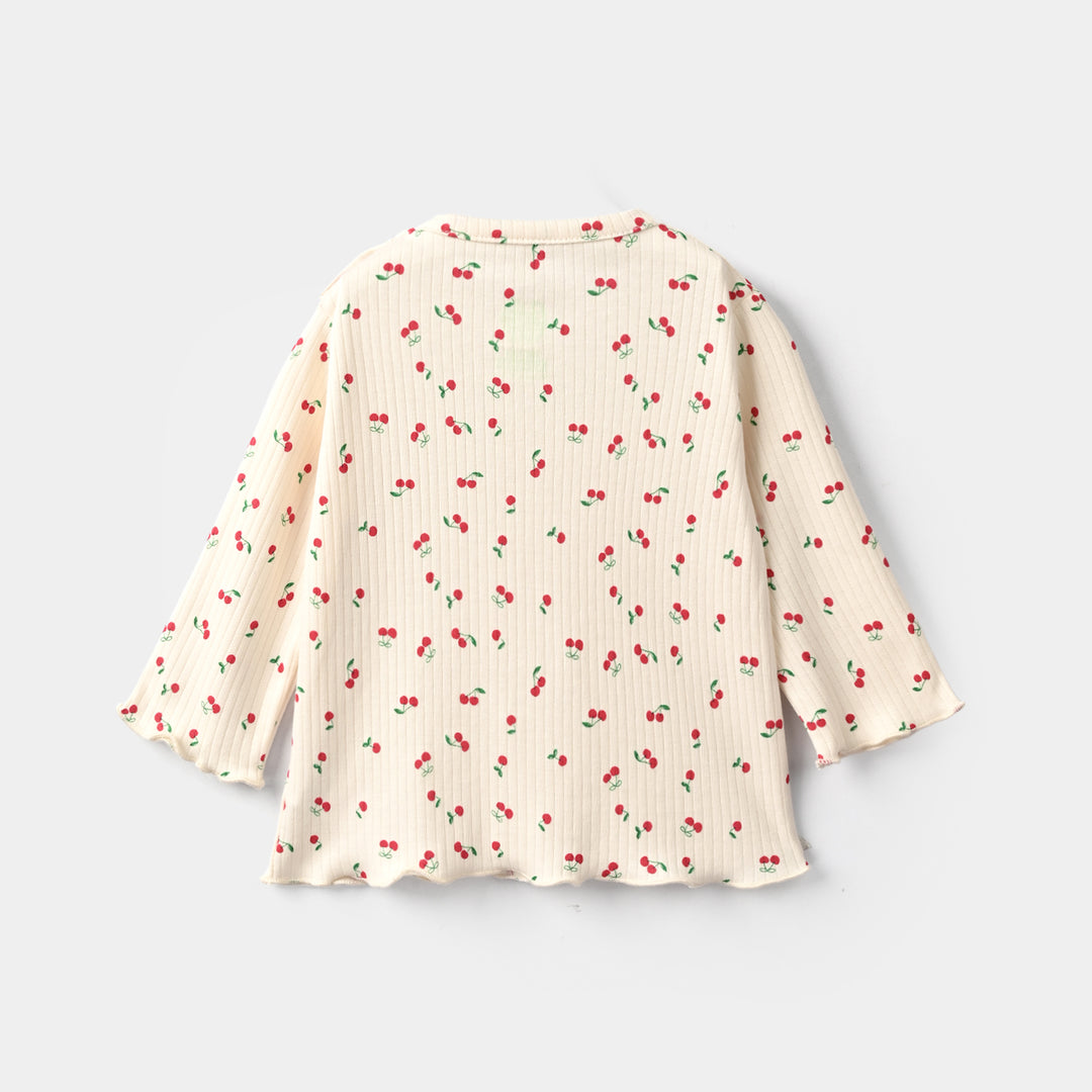 Infant Girls Rib T-Shirt Cherry-OFF-White