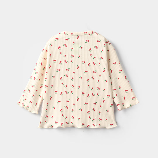 Infant Girls Rib T-Shirt Cherry-OFF-White