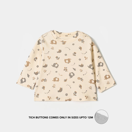 Infant Girls Interlock T-Shirt FLORAL - Cream