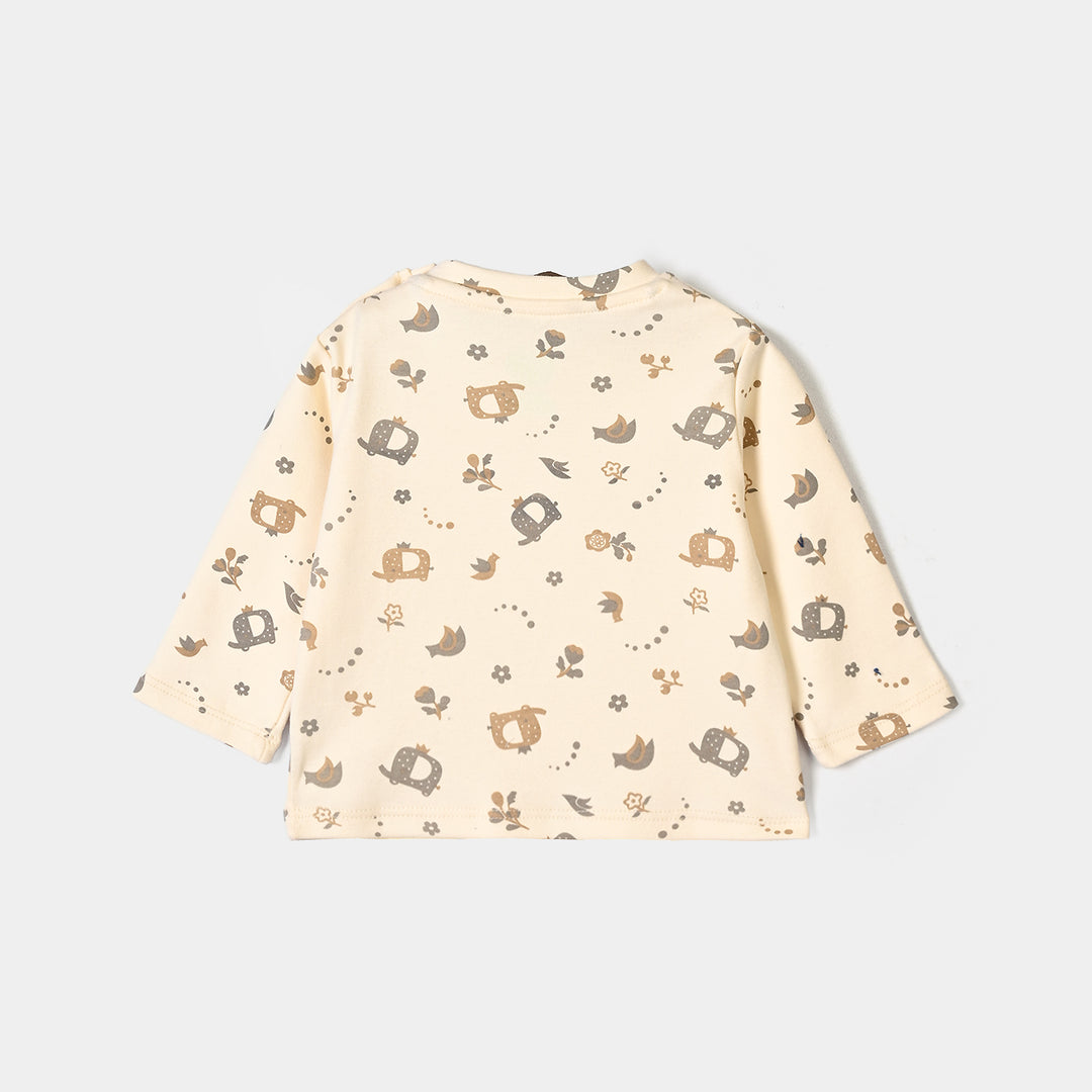Infant Girls Interlock T-Shirt FLORAL - Cream
