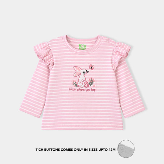 Infant Girls yarn Dyed T-Shirt Blooming-Pink
