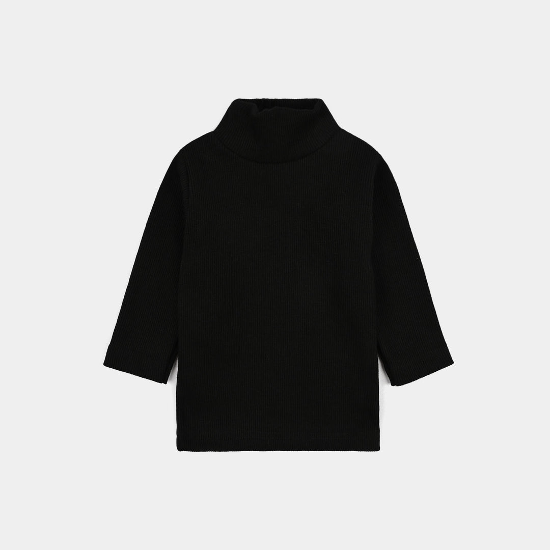 Infant Boys 2x1 Rib Turtle Neck Black