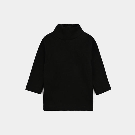 Infant Boys 2x1 Rib Turtle Neck Black