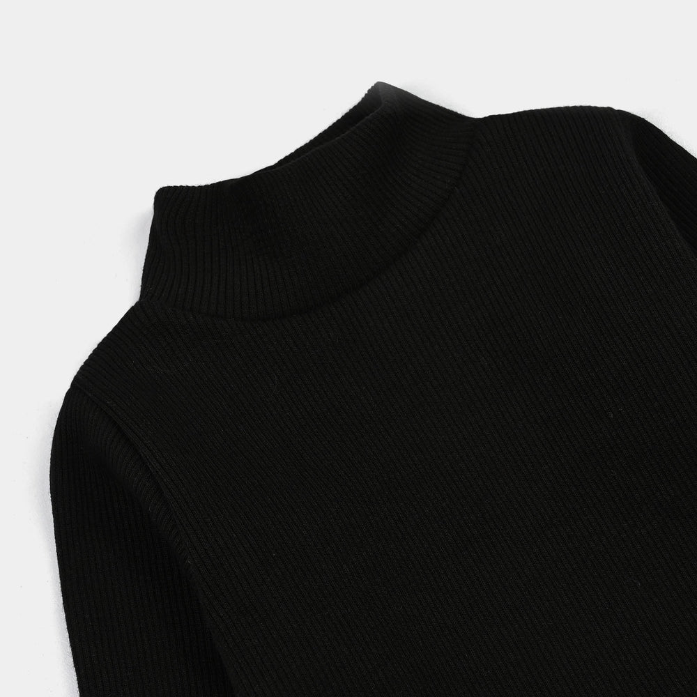 Infant Boys 2x1 Rib Turtle Neck Black