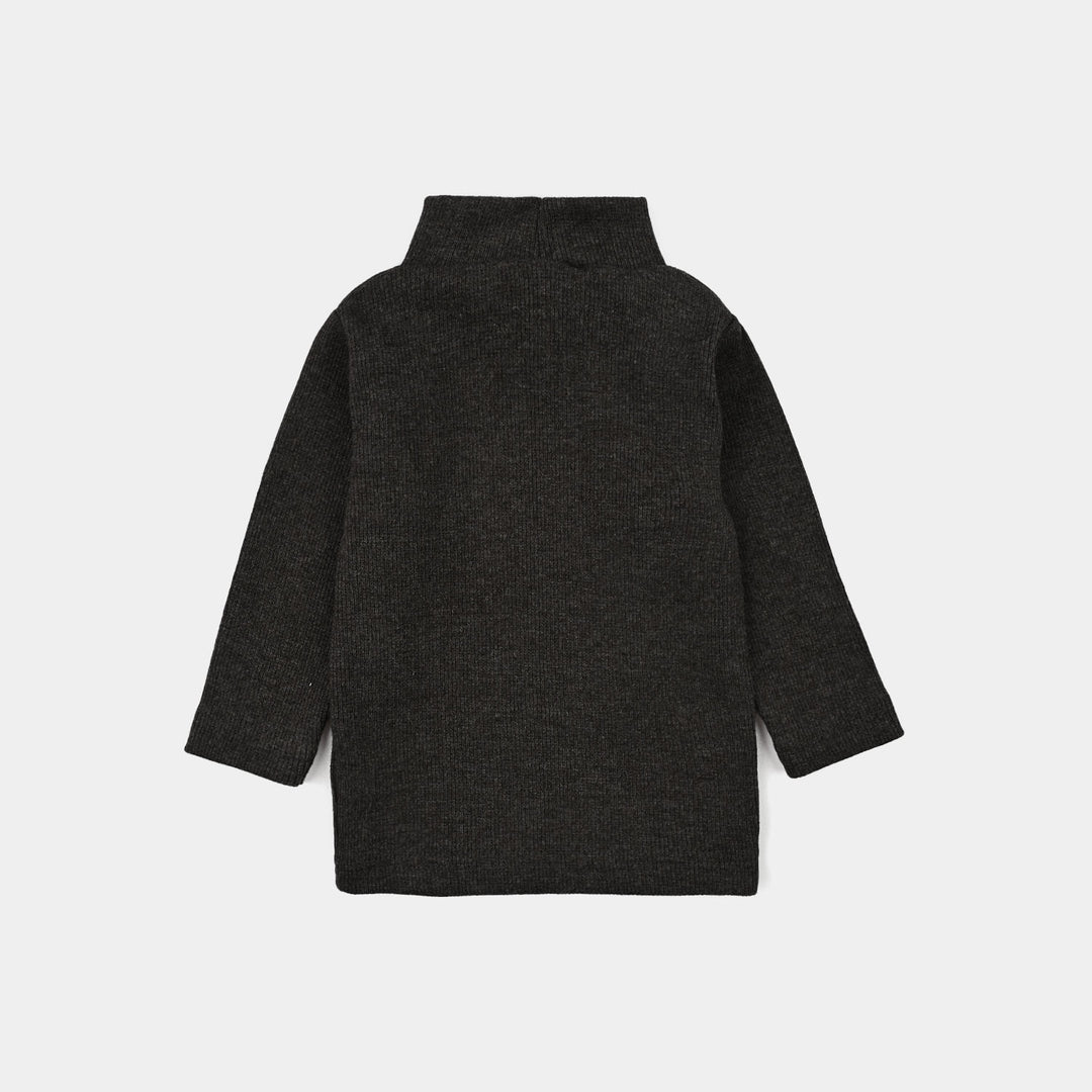 Infant Boys 2x1 Rib Turtle Neck Charcoal Melange