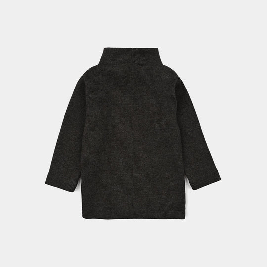 Infant Boys 2x1 Rib Turtle Neck Charcoal Melange