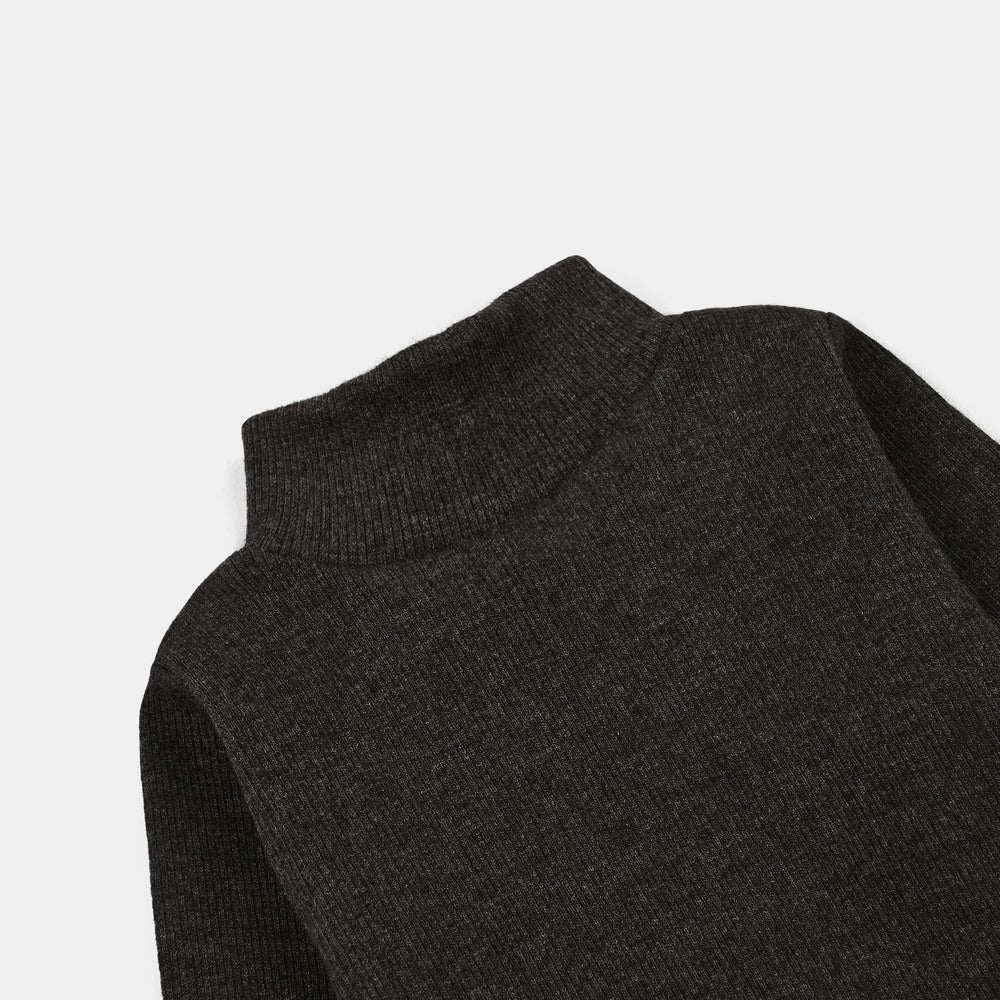 Infant Boys 2x1 Rib Turtle Neck Charcoal Melange