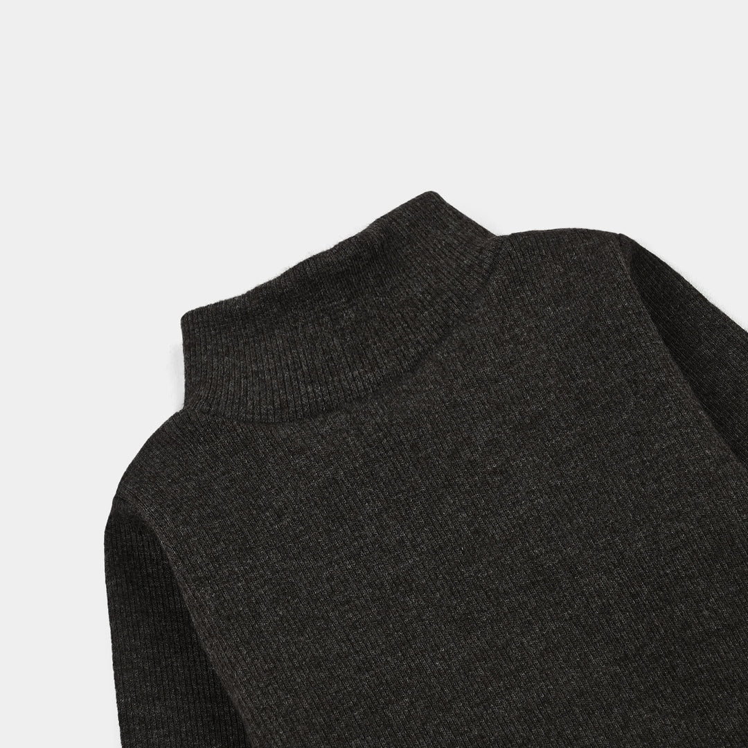 Infant Boys 2x1 Rib Turtle Neck Charcoal Melange