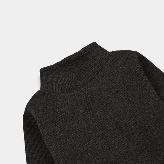 Infant Boys 2x1 Rib Turtle Neck Charcoal Melange