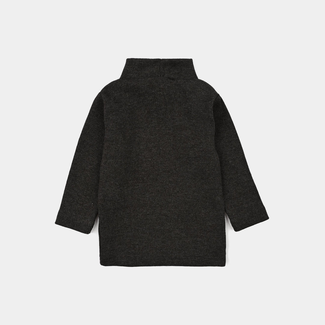 Infant Boys 2x1 Rib Turtle Neck Charcoal Melange