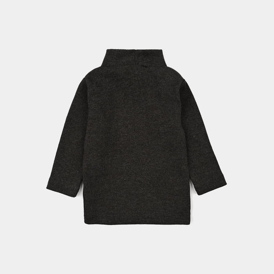 Infant Boys 2x1 Rib Turtle Neck Charcoal Melange