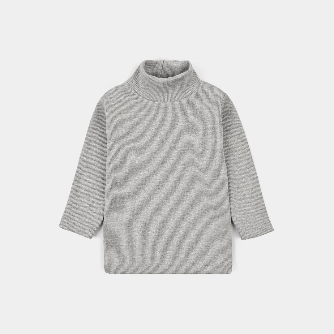 Infant Boys 2x1 Rib Turtle Neck H-Grey