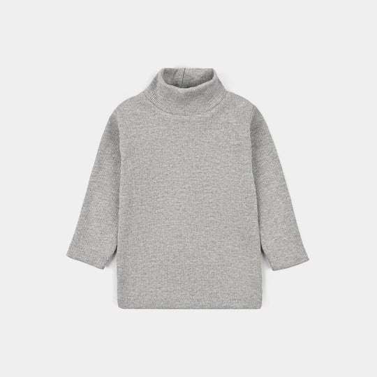 Infant Boys 2x1 Rib Turtle Neck H-Grey