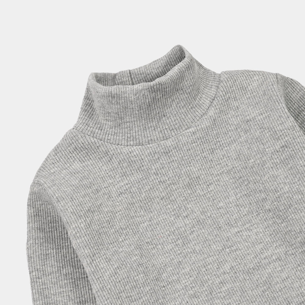 Infant Boys 2x1 Rib Turtle Neck H-Grey
