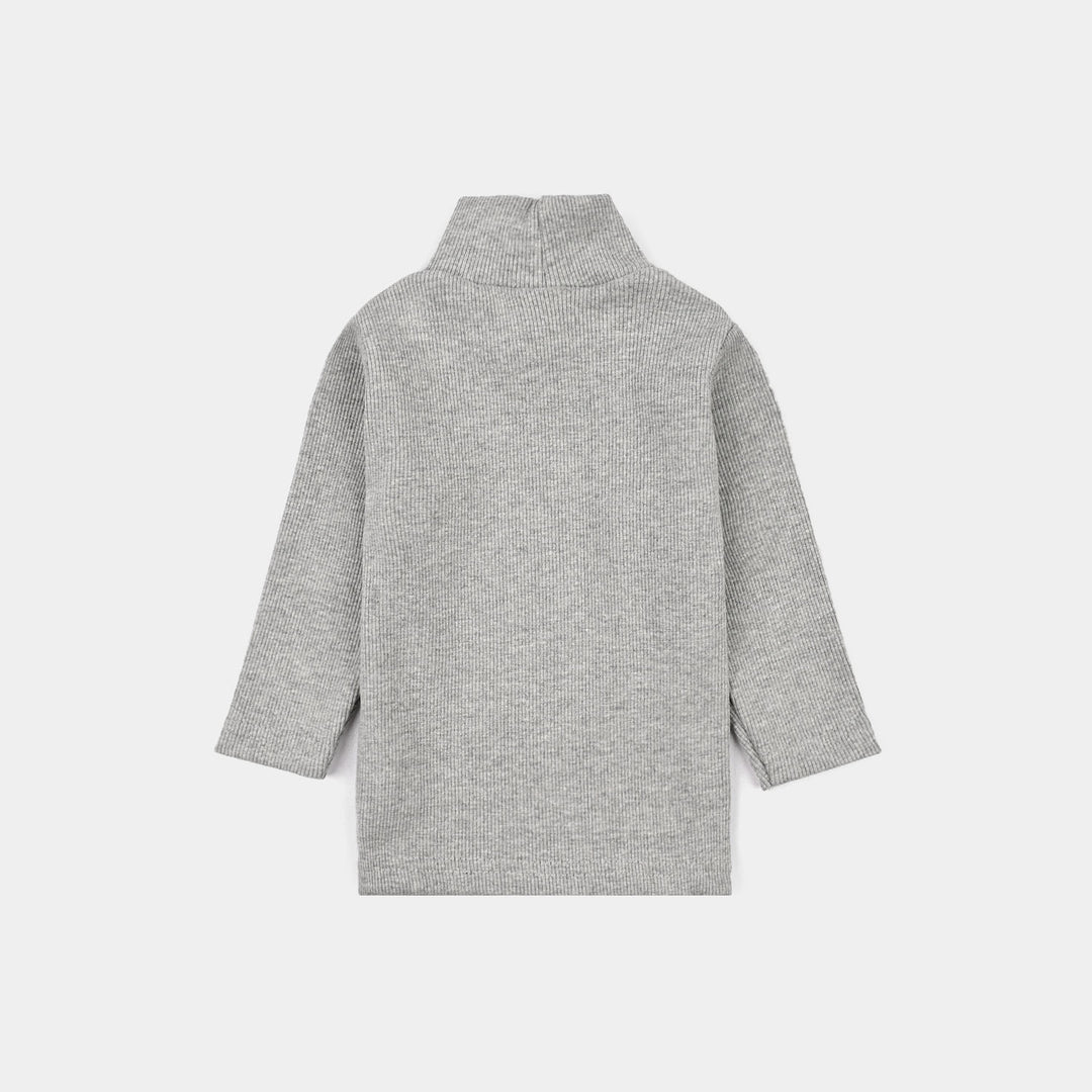Infant Boys 2x1 Rib Turtle Neck H-Grey
