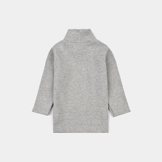 Infant Boys 2x1 Rib Turtle Neck H-Grey