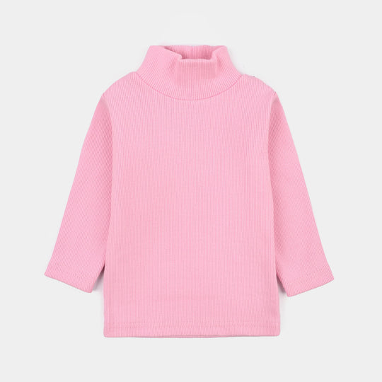 Infant Girls 2x1 Rib Turtle Neck - Pink